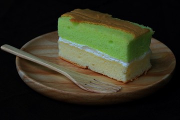 Pandan cake with cream