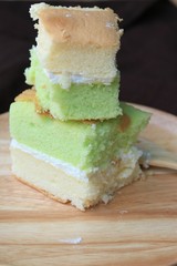 Pandan cake with cream