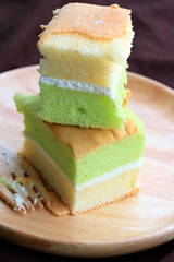 Pandan cake with cream
