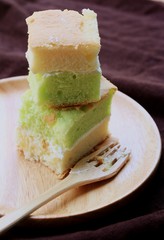 Pandan cake with cream