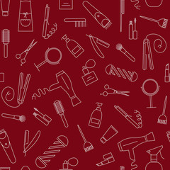 Barber shop seamless pattern with line icons