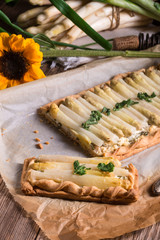 Asparagus tart with feta cheese