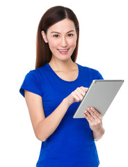Asian woman use of the tablet pc