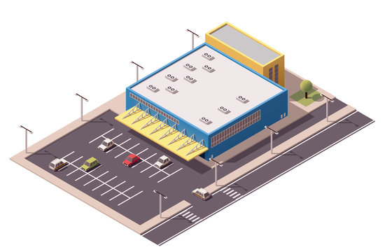 Vector isometric shopping mall