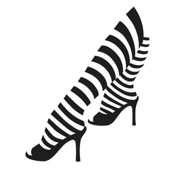 Female legs in striped stockings
