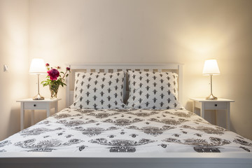 White and beige elegant bedroom