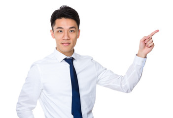 Asian businessman with finger point up