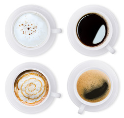 coffee isolated white collection set with clipping path