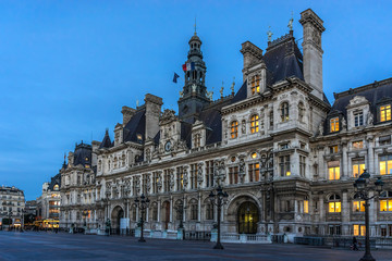 Fototapeta na wymiar Hotel-de-Ville (City Hall) in Paris - administration building.