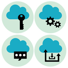 Cloud technology vector icons set