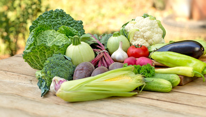 Organic vegetables on table