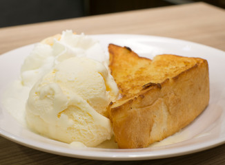 honey toast on white dish