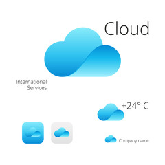 Cloud Stylish Logo Icon and Button Concept Set - 86395701