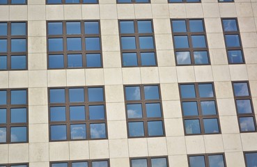 Glass facade of modern office building