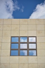 Glass facade of modern office building