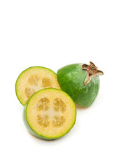 Tropical fruit feijoa isolated on white background