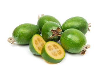 Tropical fruit feijoa isolated on white background