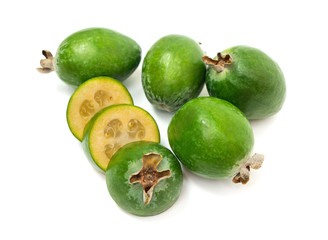 Tropical fruit feijoa isolated on white background