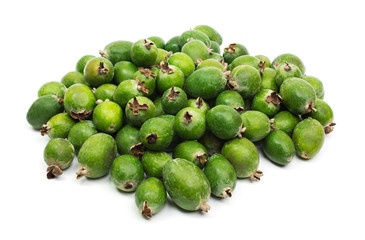 Tropical fruit feijoa isolated on white background
