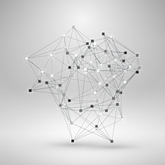 Wireframe Polygonal Element. Abstract 3D Object with Thin Lines