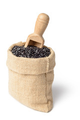 black rice on the white background, tilt shift lens