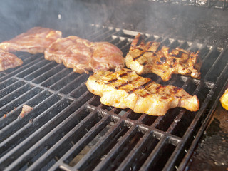 grilling pork meat 