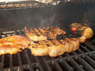 grilling pork meat 