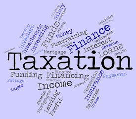 Taxation Word Represents Levies Duty And Taxpayers
