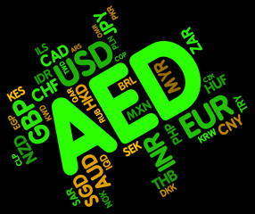 Aed Currency Indicates United Arab Emirates And Dirham