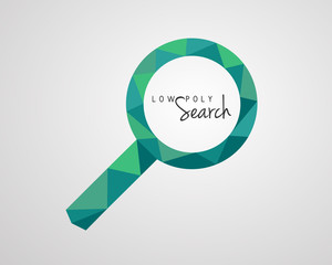 Low poly magnifier as search and research symbol