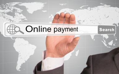 Businessmans hand holding browser