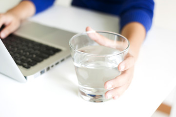 Drinking water while working