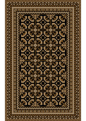 Rug with patterned beige and brown shades on a black background