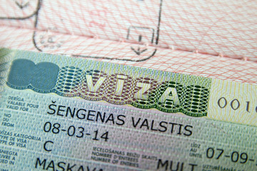 Schengen visa in passport 