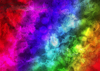 Fototapeta na wymiar digital art painting for artistic rainbow background 
