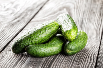 Bunch of ripe green cucumbers