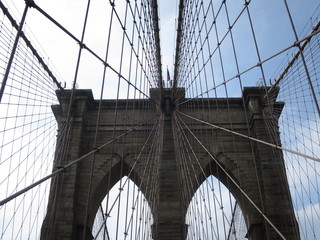 Blick von der Brookly Bridge auf Manhattan