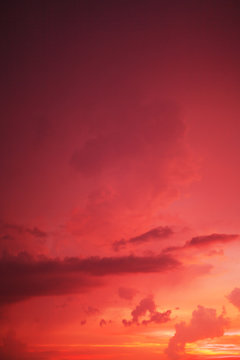Dramatic red sunset sky
