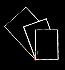 Three phto frames and paperclips