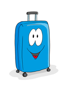 Koffer blau - Comic Stock-Illustration | Adobe Stock