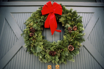 Christmas wreath on double doors