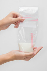 breast milk in storage bags for new baby