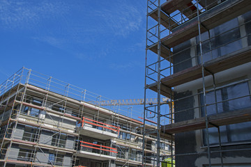 construction site large building with crane