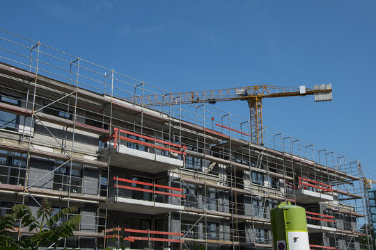 construction site large building with crane