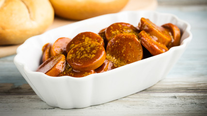 Currywurst - fried sausage with ketchup