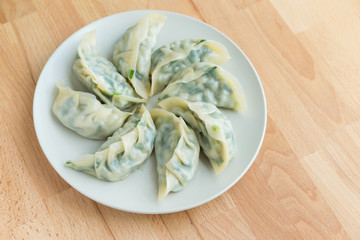 Meat dumpling on the white plate