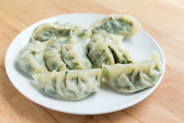 Steamed dumpling on plate