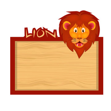 Wood board banner with lion