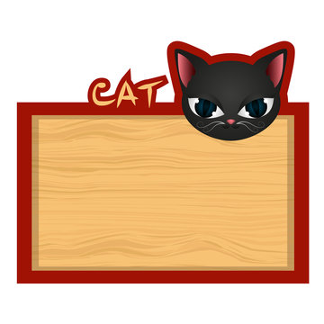 Wood board banner with cat