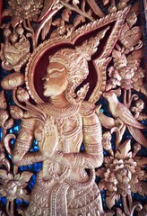 wooden crave in Burma temple
